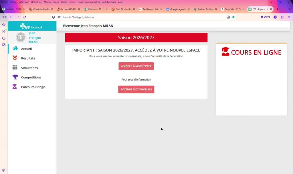 Realbridge se connecter via site FFBridge